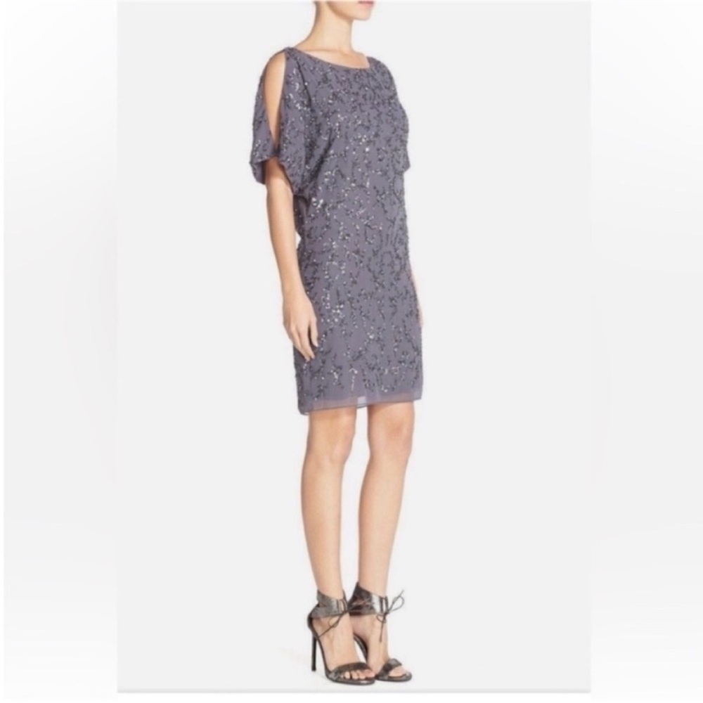Aidan Mattox Gray Embellished Women’s Shift Dress Size 8